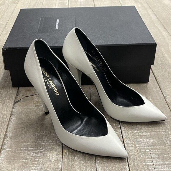 Saint Laurent Shoes - Saint Laurent Leather Pointed Pumps In White